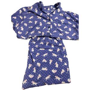 Laura Scott Novelty Cat Print  poka dots Pajama Set Woman’s L Soft Comfy lounge